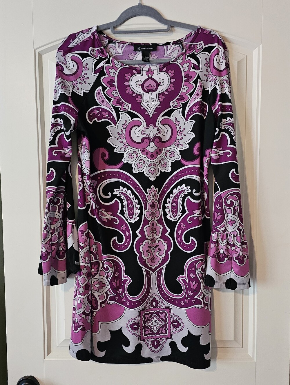 INC International Concepts Purple and White Paisley Shift Dress